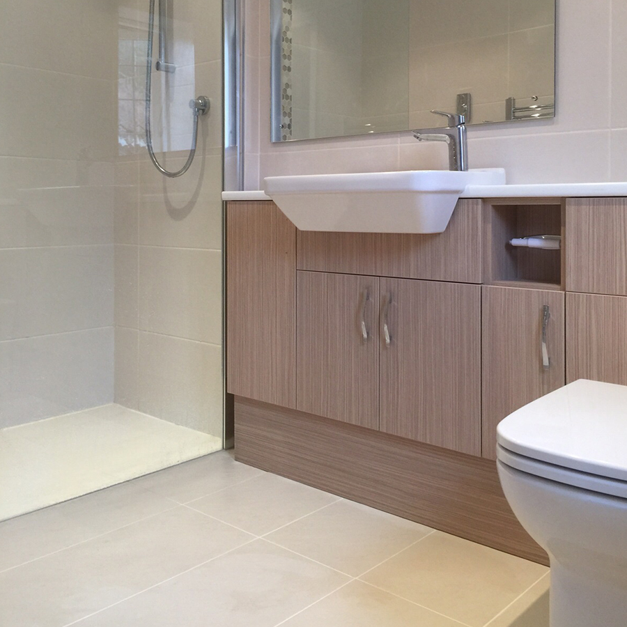 Basin in a fitted vanity unit