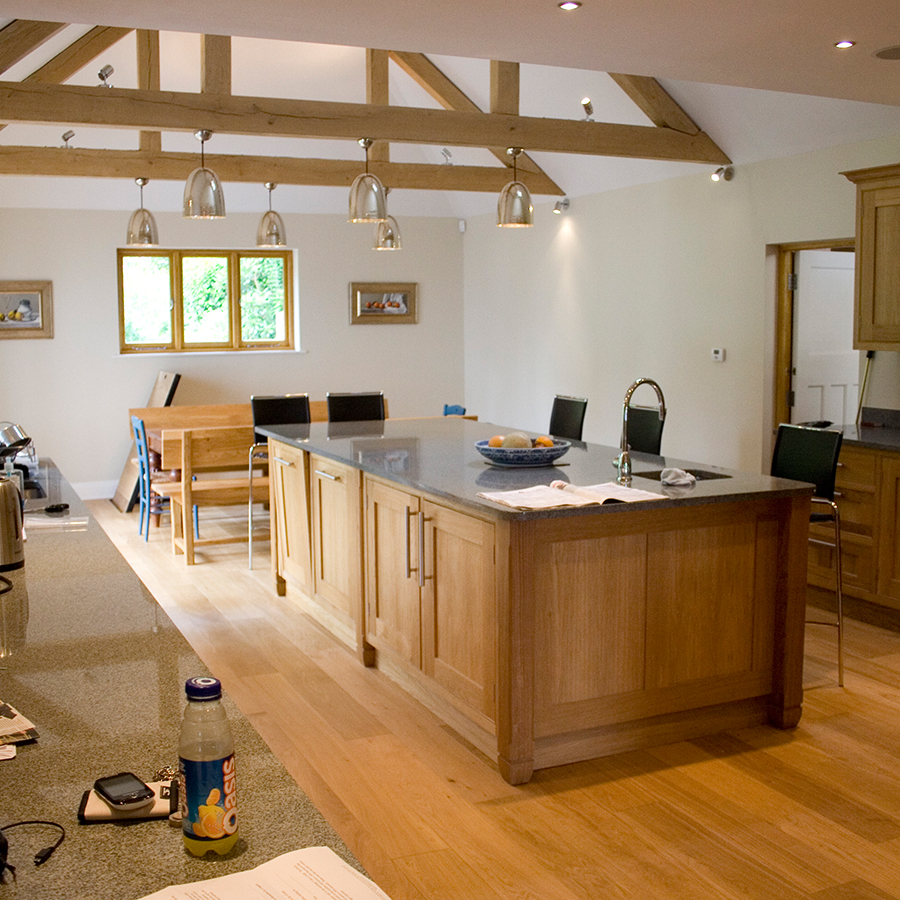 Oak kitchen island in the Tonbridge Barn Conversion