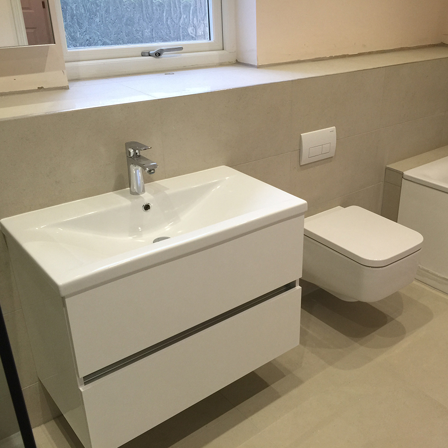White wall-hung basin unit